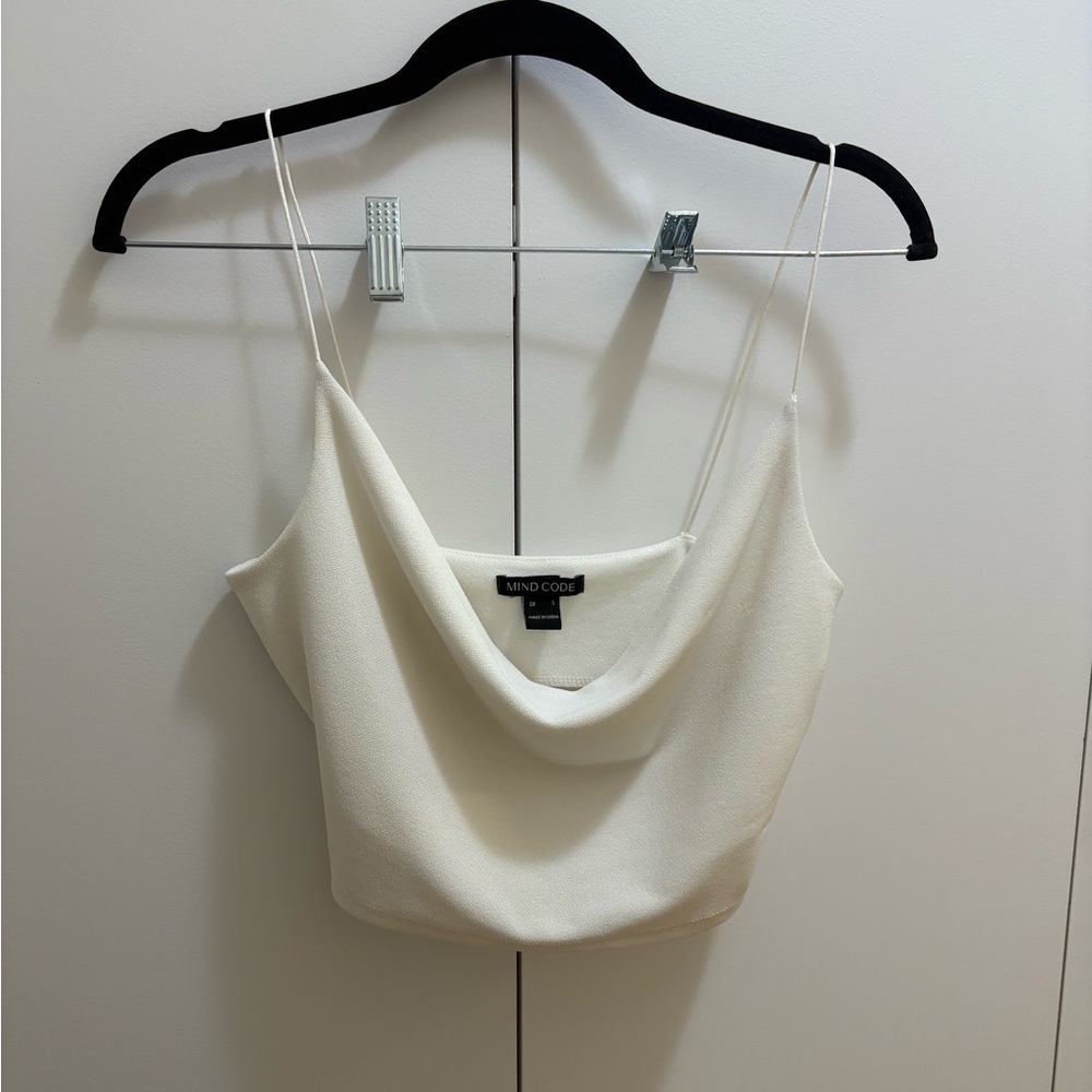 Cowl Neck White Tank Top